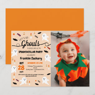 Einfache Spooky Halloween Niedliche Ghouls Geburts Einladung