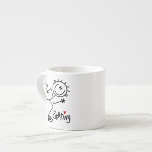 Einfache Stäbchenfigur Eislauf T-Shirts und Gesche Espressotasse
