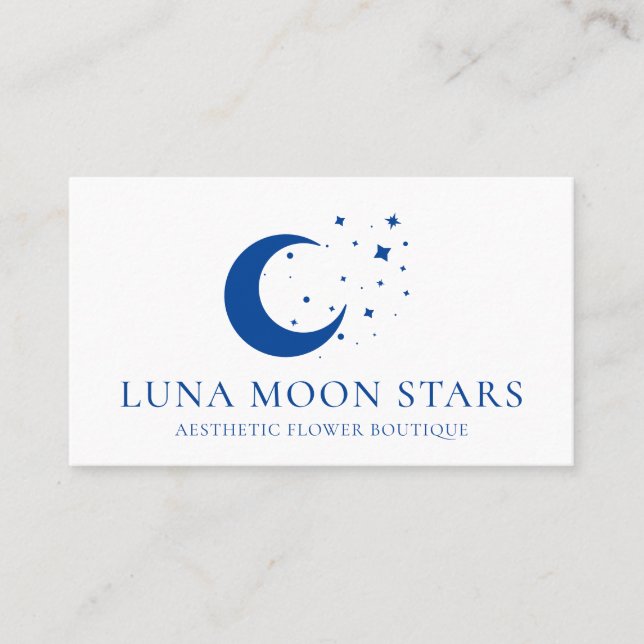 Einfache Standard-Navy-Mond-Luna-Sterne Visitenkarte (Vorderseite)