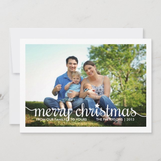 Einfache Star Frohe Weihnachten Zwei-Foto-Urlaubsk (Vorderseite)