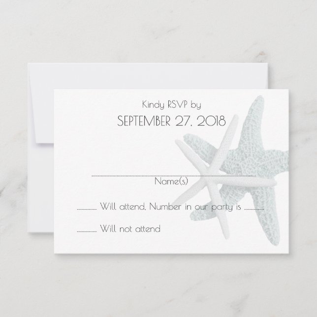 Einfache Starfish White Wedding Reply Cards RSVP Karte (Vorderseite)
