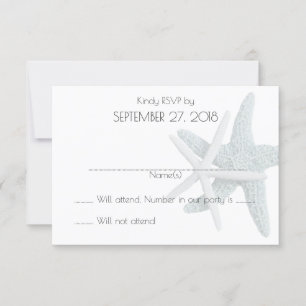 Einfache Starfish White Wedding Reply Cards RSVP Karte