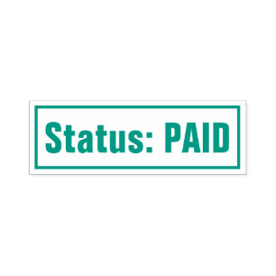 Einfache "Status: ZAHLT" Briefmarke aus Kautschuk Permastempel