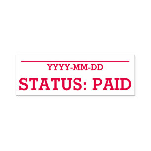 Einfache "STATUS: ZAHLT" Briefmarke aus Kautschuk Permastempel