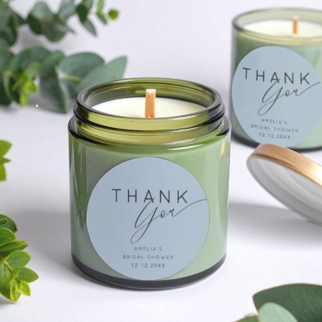 Einfache staubblaue Dankeschön-Hochzeitstorte  Runder Aufkleber (Von Creator hochgeladen)