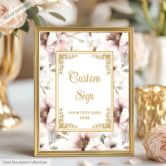 Einfache staubige rosa Blume und Goldverheiratung Poster (Simple dusty pink flowers and gold wedding custom Poster )