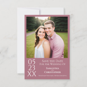 Einfache Staubrose Moderne Minimalistische Foto-Ho Save The Date