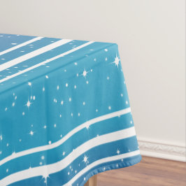 Einfache Sterne auf blauem Glanz mit weißen Streif Tischdecke