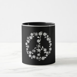 Einfache Sterne und Blumen Friedensgrafik Tasse