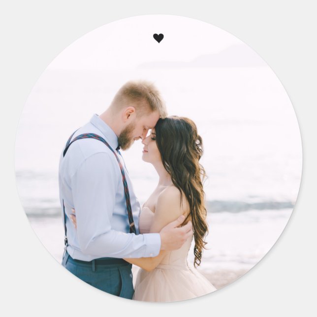 Einfache Sticker für moderne Heart Wedding Foto (Vorderseite)