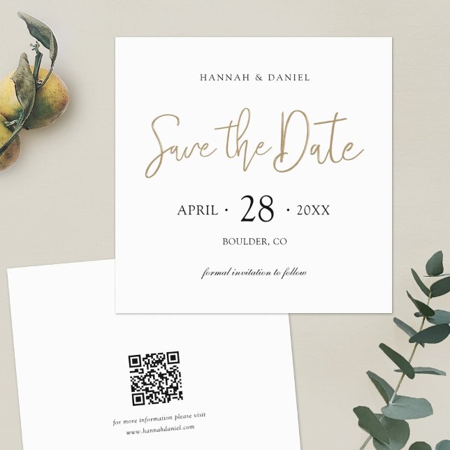 Einfache Stilvergoldung Save the Date mit QR-Code (Von Creator hochgeladen)