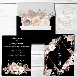 EINFACHE STILVOLLE BOHO BLACK FLORAL WEDD EINLADUNG