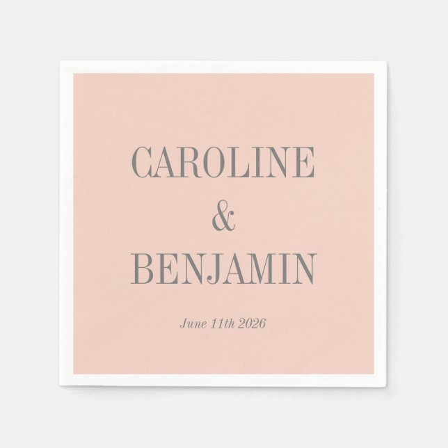 Einfache stilvolle Elegant Blush Gray Custom Weddi Serviette (Vorderseite)
