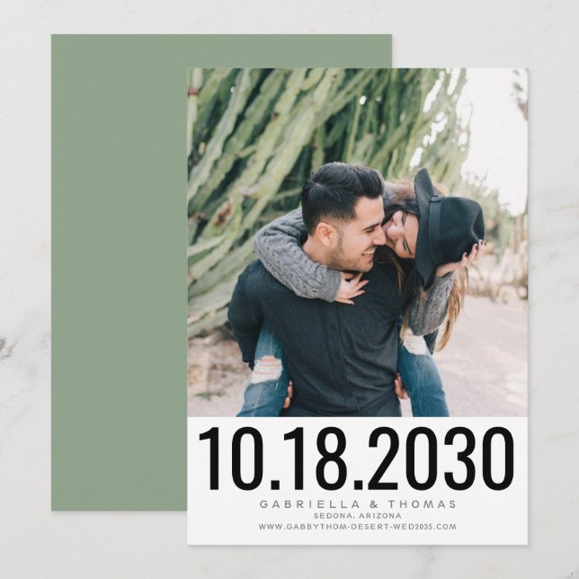 Einfache, stilvolle, fette Foto Wedding Save The Date (Vorne/Hinten)