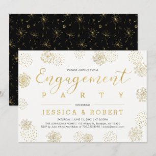 Einfache stilvolle goldene Hochzeits-Engagement-Pa Einladung