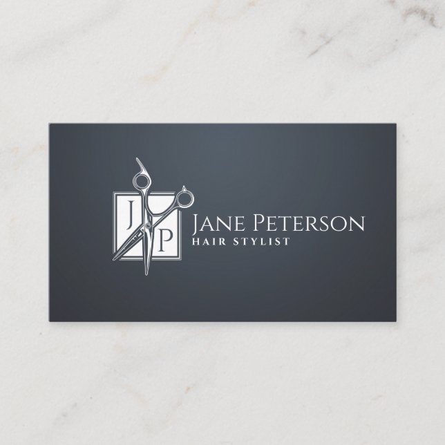 Einfache, stilvolle Hairstylist-Monogramm Visitenkarte (Vorderseite)