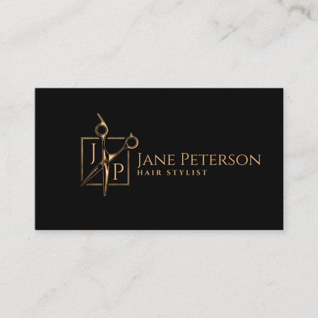 Einfache, stilvolle Hairstylist-Monogramm Visitenkarte (Vorderseite)