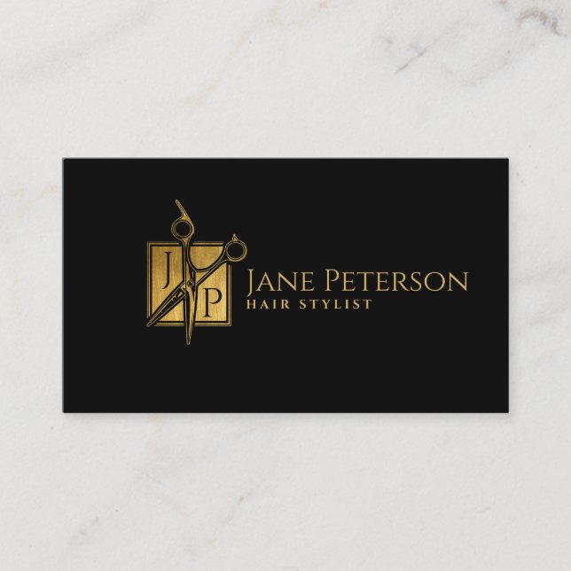 Einfache, stilvolle Hairstylist-Monogramm Visitenkarte (Vorderseite)