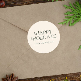 Einfache, stilvolle Happy Holidays | Grünes Elfenb Runder Aufkleber