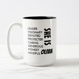 EINFACHE STILVOLLE INDIVIDUELLE TEXT NAME FRAU/MUT ZWEIFARBIGE TASSE