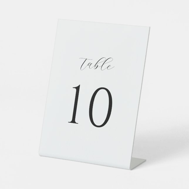Einfache stilvolle Minimal Wedding Tischnummern Sockelschild (Vorderseite)
