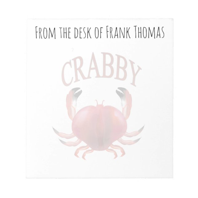 Einfache Stilvolle Nature Crabby Crab Typografie Notizblock (Vorderseite)