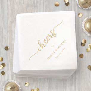 Einfache, stilvolle Script Cheers Moderne Hochzeit Servietten Mit Folie