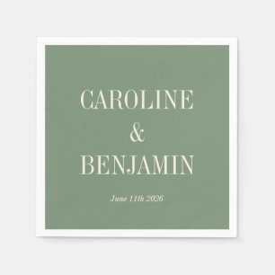 Einfache, stilvolle Typografie Elegant Green Weddi Serviette