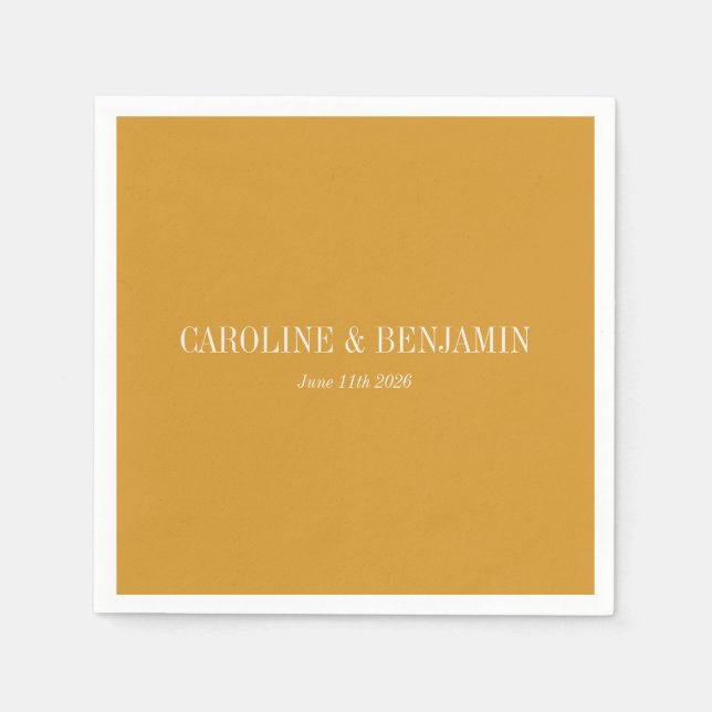 Einfache, stilvolle Typografie Elegant Ochre Weddi Serviette (Vorderseite)