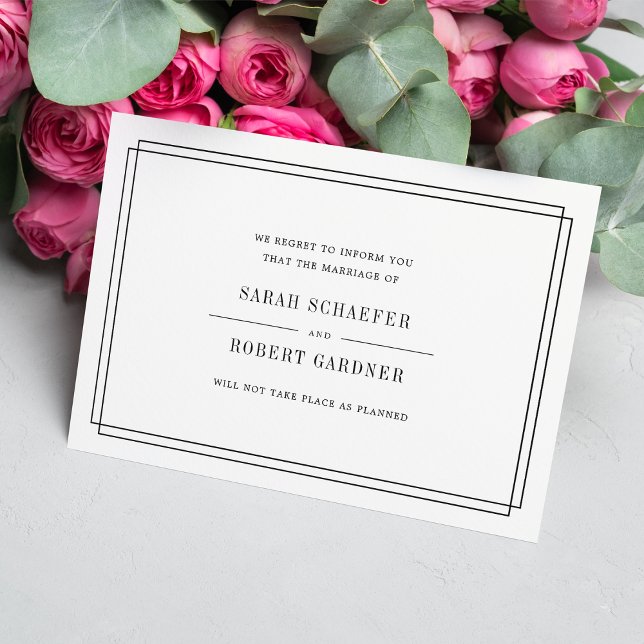 Einfache Stornierungskarte für Hochzeiten Ankündigung (Von Creator hochgeladen)