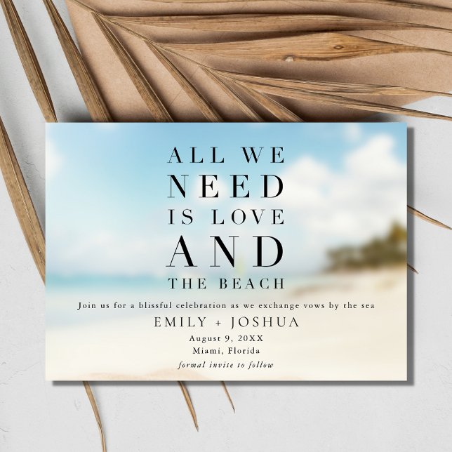 Einfache Strandhochzeit Save The Date (Simple Beach Wedding Save the Date Card)
