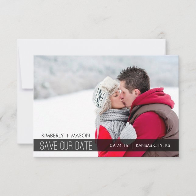 Einfache Streifen Hochzeit Speichern Sie das Datum Save The Date (Vorderseite)
