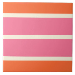 Einfache Streifen in Rosa, Orange und Creme Fliese