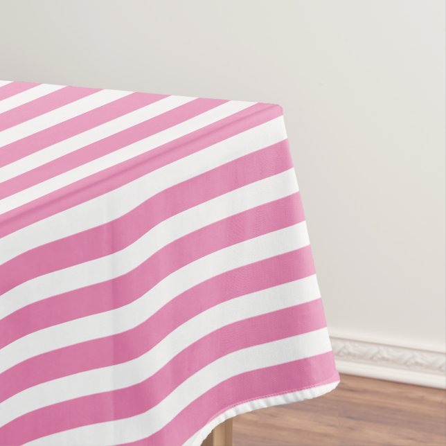 Einfache Streifen in Rosa und Weiß Tischdecke (Beispiel)