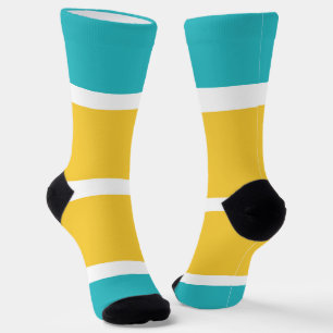 Einfache Streifen - Türkis und Gelb Socken