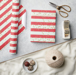 Einfache Streifen und Gold Glitzer Kinder Party Ge Geschenkpapier
