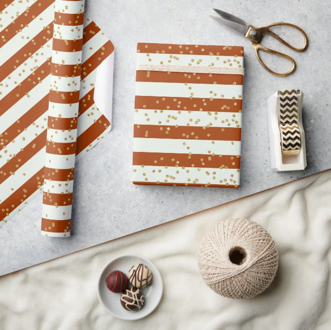 Einfache Streifen und Gold Glitzer Kinder Party Ge Geschenkpapier (Kunsthandwerk)