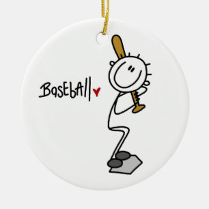 Einfache Strichmännchen-Baseball-T - Shirts und Keramikornament