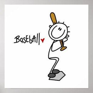 Einfache Strichmännchen-Baseball-T - Shirts und Poster