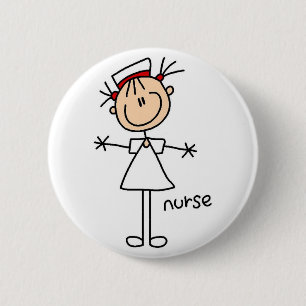 Einfache Strichmännchen-Krankenschwester-T - Button
