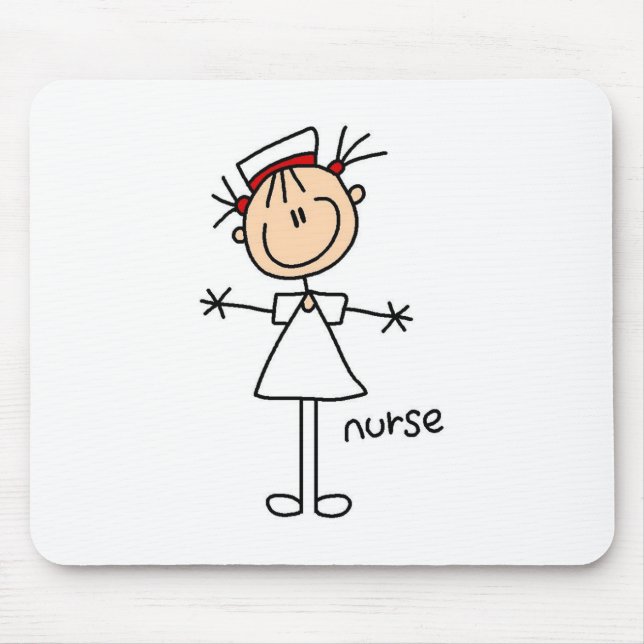 Einfache Strichmännchen-Krankenschwester-T - Mousepad (Vorne)