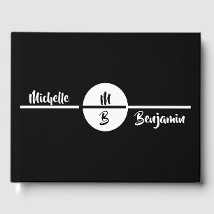 Einfache, stylische Monogram mit Name Wedding Gästebuch