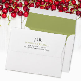 Einfache stylische Sage Green Wedding Address Mono