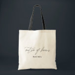 Einfache, stylische Script Bridesmaid-Personalisie Tragetasche<br><div class="desc">Diese stilvolle und minimalistische Tote-Tasche ist mit "Ehrenkräfte" in einem modernen handgeschriebenen Stil ausgestattet. Personalisieren Sie den Namen mit dem Vorlagenfeld.</div>