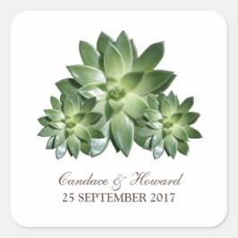 Einfache Sukkuläre Hochzeitsticker Quadratischer Aufkleber
