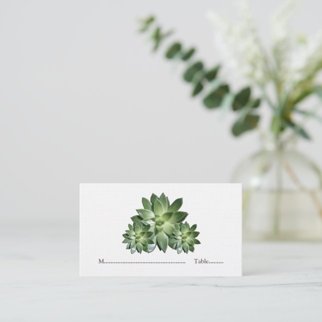Einfache Sukkulente Hochzeiten-Platzkarten Platzkarte (Stehend Vorderseite)
