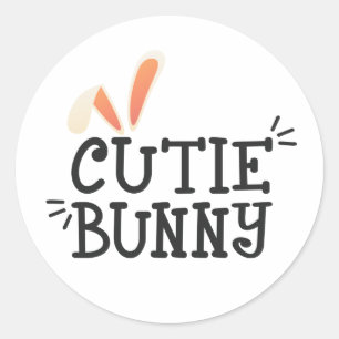 Einfache Süsse Bunny Oaster Typograph   SIEGEL Runder Aufkleber