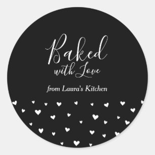 Einfache süße Herzen, mit Liebe gebacken, Paketauf Runder Aufkleber