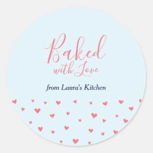 Einfache süße Herzen, mit Liebe gebacken, Paketauf Runder Aufkleber
