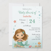 Einfache süße kleine Meerjungfrau Baby Shower Einl